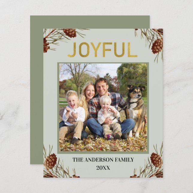 Budget Joyful Rustic Photo Christmas Holiday (Front/Back)