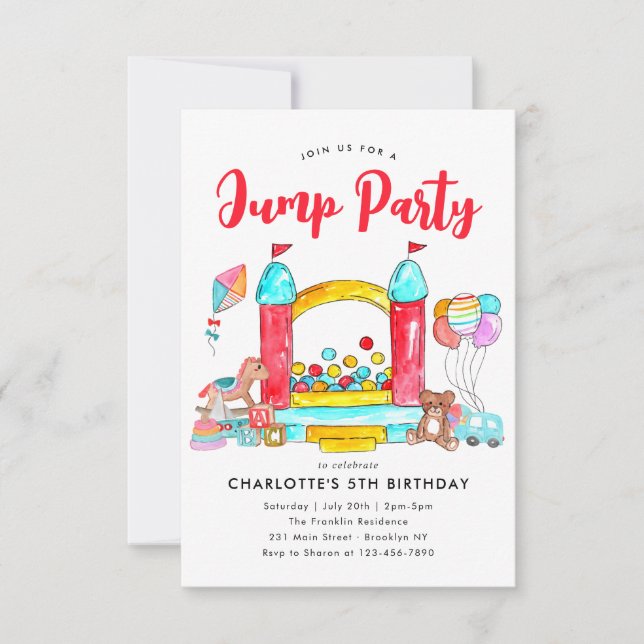 Budget JUMP PARTY Bounce House Trampoline Birthday Card (Front)