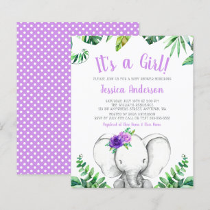 Budget Jungle Elephant Girl Purple Baby Shower