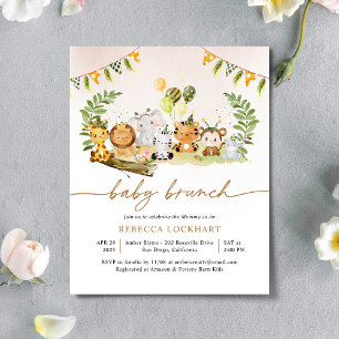 Budget Jungle Safari Girl Baby Brunch Invitation