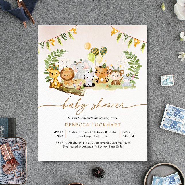 Budget Jungle Safari Girl Baby Shower Invitation  (Creator Uploaded)