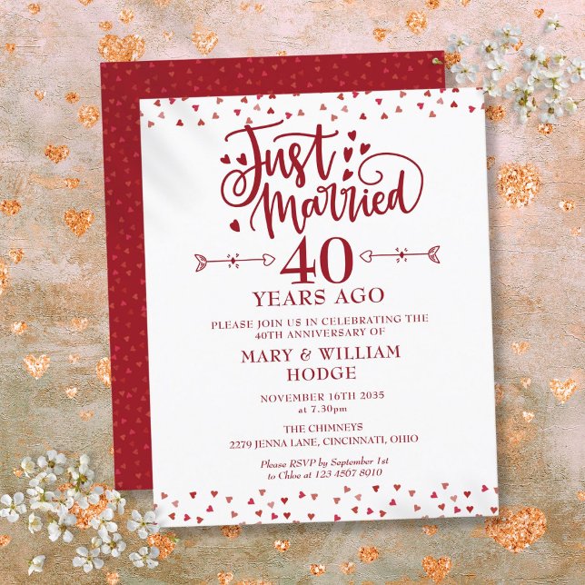 Budget Just Married 40th Anniversary Invitation (Budget Just Married 40th Anniversary Invitation)