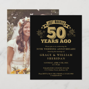 Budget Just Married 50th Anniversary Photo Invite