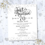 Budget Just Married 70th Anniversary Invitation<br><div class="desc">Featuring delicate love hearts confetti. Personalise with your special 70th platinum anniversary information in chic lettering. Designed by Thisisnotme©</div>