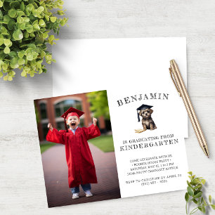 Budget Kindergarten Grad Invitation Scruffy Pup