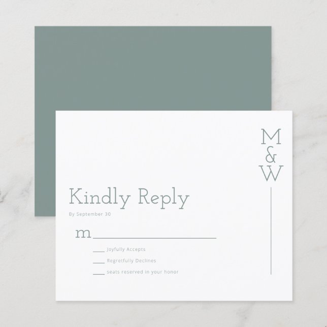 BUDGET Kindly Reply Green RSVP Card (Front/Back)