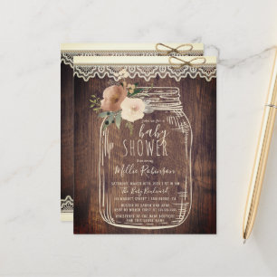 Budget Lace & Twine Floral Mason Jar Baby Shower