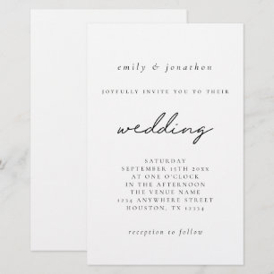 Budget Larger Black White Script Wedding Invite