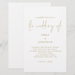 Budget Larger Gold White Wedding Invitation