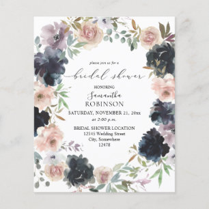 Budget Lavender, Navy, & Pink Bridal Shower Flyer