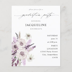 Budget Lavender Purple Floral Graduation Party Flyer