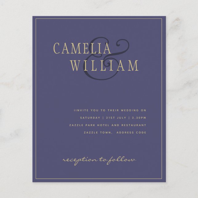 BUDGET Lavender Purple Gold Wedding Invite Flyer (Front)