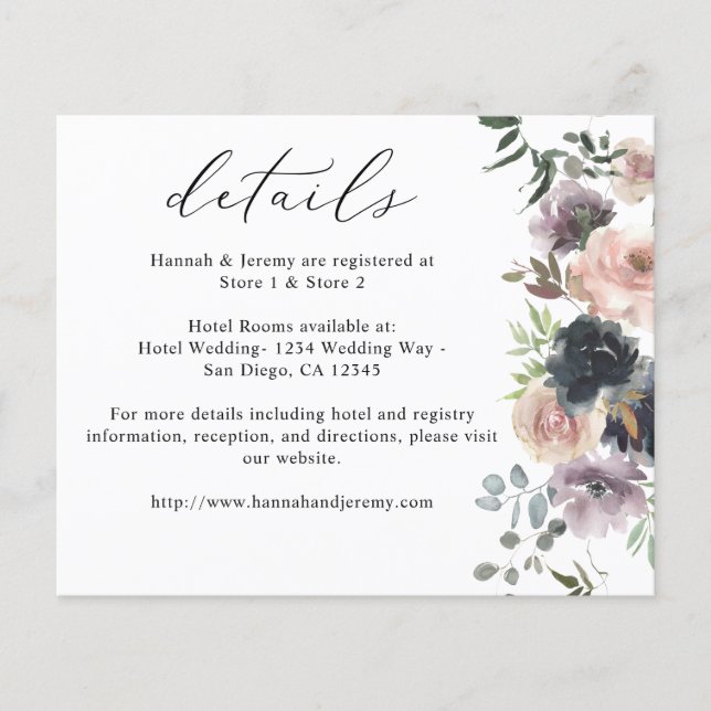 Budget Lavender Purple, Navy, Pink Floral Details Flyer (Front)