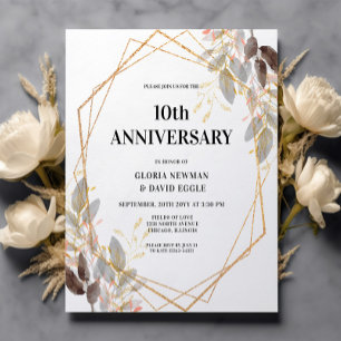 Budget Leafy 10th Anniversary Wedding Invitation