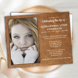 Budget Leather Celebration Of Life Invitation