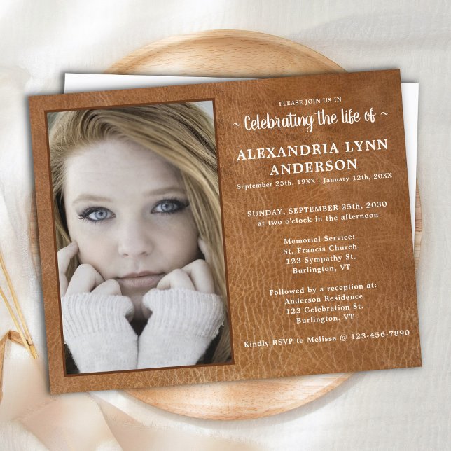 Budget Leather Celebration Of Life Invitation (Creator Uploaded)