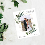 Budget Leaves & Eucalyptus Gold Thank You Photo Flyer<br><div class="desc">******* MATTE PAPER IS THIN. UPGRADE FOR A THICKER PAPER. NO ENVELOPES INCLUDED. FOR CARD STOCK, THICKER CARDS, CHECK OUT THE LINK BELOW. CARD STOCK, THICKER CARDS HAVE AN OPTION FOR ENVELOPES OR INCLUDES THEM******** Small Version. See the collection for a larger version or a card stock version. No envelopes,...</div>