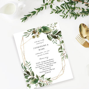Budget Leaves & Eucalyptus Gold Wedding Ceremony  Flyer