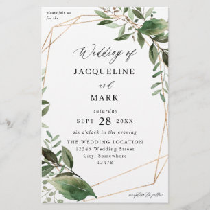 Budget Leaves & Eucalyptus Gold Wedding MEDIUM Flyer