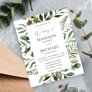 Budget Leaves & Eucalyptus Rustic Wedding Flyer