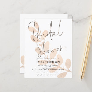 Budget Leaves Script Bridal Shower Invitation