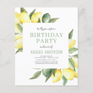 Budget Lemon Any Age Birthday Party Invitation Flyer