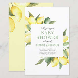 Budget Lemon Citrus Modern Baby Shower Invitation