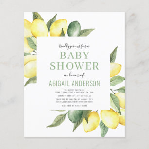 Budget Lemon Citrus Modern Baby Shower Invitation Flyer