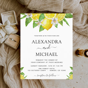 Budget Lemon Citrus Yellow Wedding Invitation