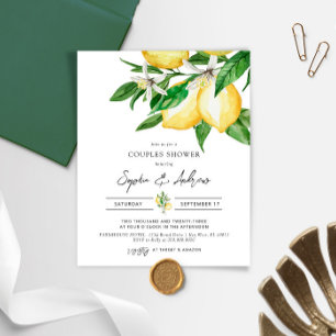 Budget Lemon Greenery Couples Shower Invitation