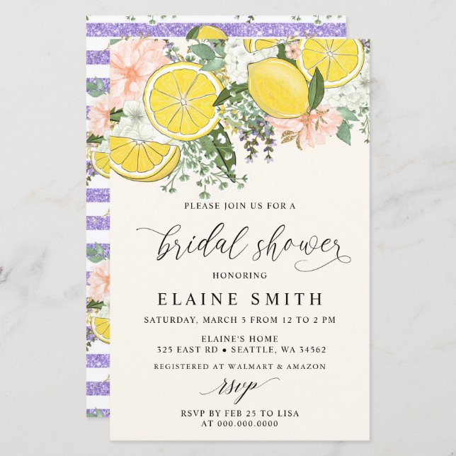 Budget Lemon Lime Citrus Bridal Shower Invitation (Front/Back)
