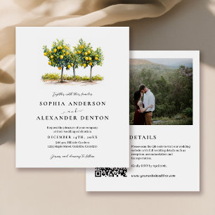 Budget Lemon Tree Photo QR Code Wedding Invite