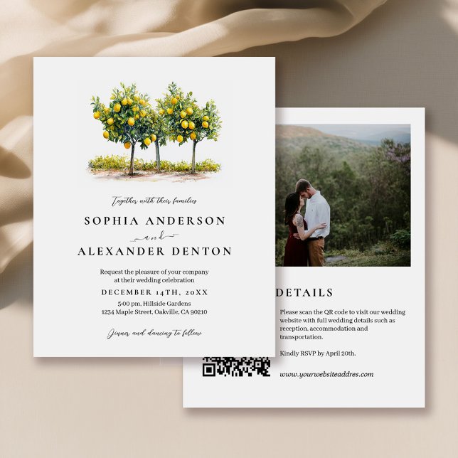 Budget Lemon Tree Photo QR Code Wedding Invite (Creator Uploaded)