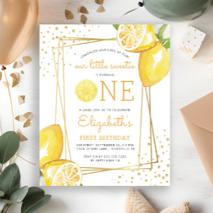 Budget Lemon Watercolor 1st Birthday Party Invite