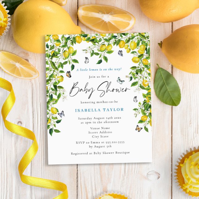 Budget Lemon Watercolor Baby Shower Invitation (Creator Uploaded)