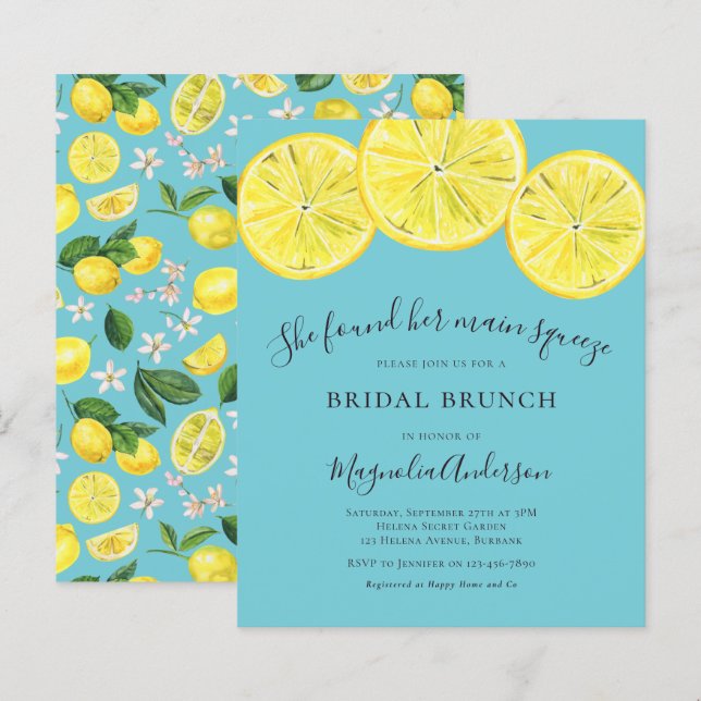 Budget Lemons Bridal Brunch Invitation (Front/Back)