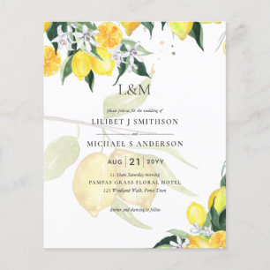 BUDGET Lemons Themed Wedding Invites Modern Flyer