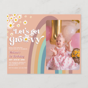 Budget Let's Groovy Daisy Rainbow Photo Birthday