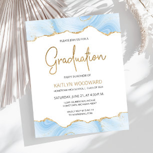 Budget Light Blue Agate Graduation Party Invite