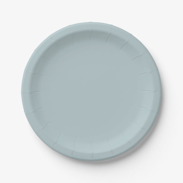 BUDGET Light Sage Green Monochrome Wedding Paper Plate (Front)