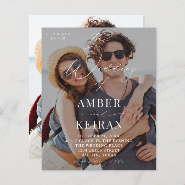 Budget Lightly Tinted Shades Photo Wedding (Front/Back)