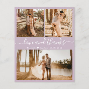Budget Lilac 3 Photo Collage Wedding Thank You
