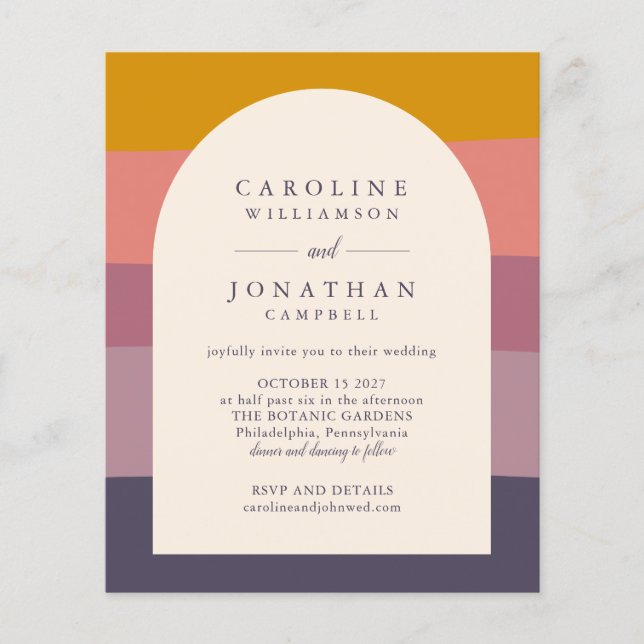 Budget Lilac Colour Block Stylish Wedding Invite (Front)