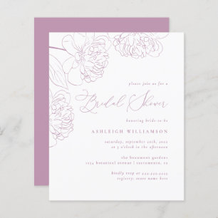 Budget Lilac Hand-drawn Peonies Bridal Shower