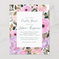 Budget Lilac Pink Floral Stripe Couples Shower  