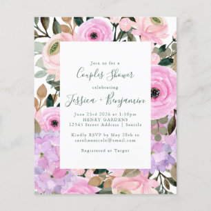 Budget Lilac Pink Floral Stripe Couples Shower  