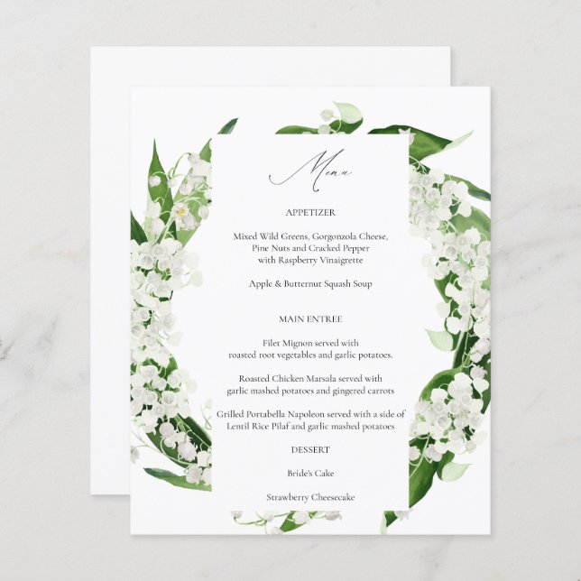 Budget Lily of the Valley Floral Menu (Front/Back)