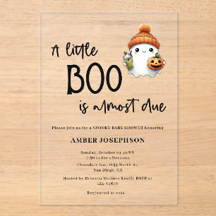 Budget Little Boo Halloween Baby Shower Acrylic Invitations