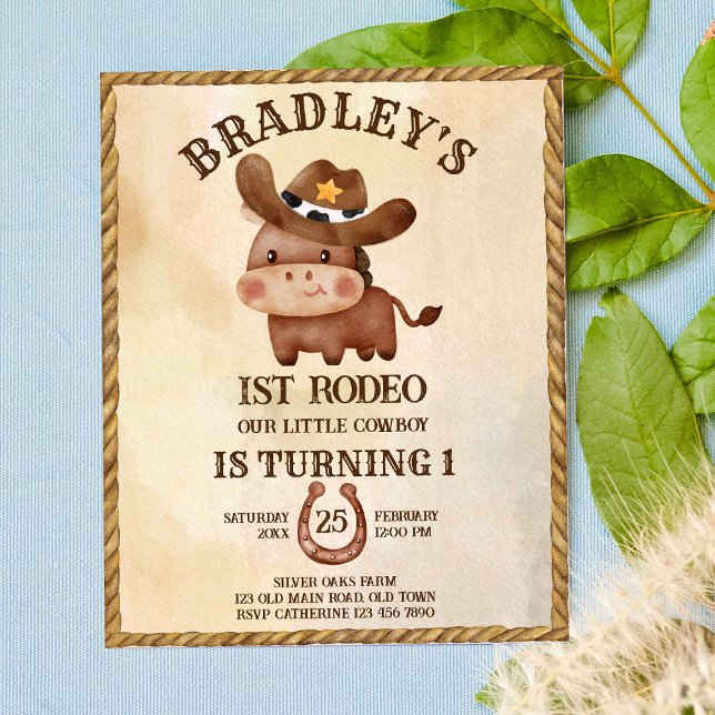 Budget little cowboy baby horse 1st rodeo invitati (Creator Uploaded)