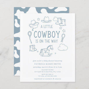 Budget Little Cowboy Boy Baby Shower Invitation